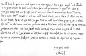 Brev fra kong Edward VI i en alder av 9 til sin onkel, Edward Seymour, hvor han gratulerte ham med seieren over skottene i slaget ved Pinkie 10. september av Unbekannt