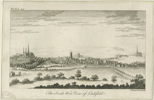 Lichfield - South West View: gravering, nd [c 1764] av Unbekannt