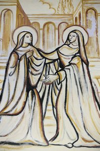 Lome Sacred Heart Cathedral. The Visitation (besøket av Maria med Elizabeth som nedtegnet i Lukasevangeliet). Lome. Å gå av Unbekannt