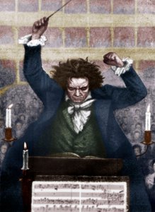 Ludwig van Beethoven dirigerer med stafettpinnen - av Katzaroff. tysk komponist av Unbekannt