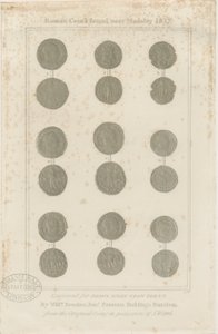 Madeley - romerske mynter: gravering, nd [c 1817] av Unbekannt