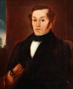 Mann med hund og sløyfe 1825 (olje på lerret) av Unbekannter Künstler