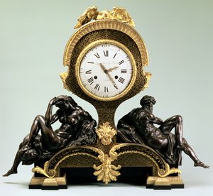 Mantelklokke med figurer av dag og natt, av Jean Andre Lepaute (1720-88), Paris (forgylt og patinert bronse) av Unbekannt