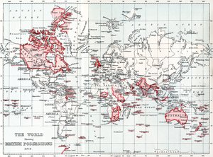 Kart over verden som viser britiske eiendeler i 1904. av Unbekannt