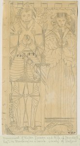 Marchington Church - Monument of Walter Vernon: blyanttegning, nd [1800-tallet] av Unbekannt