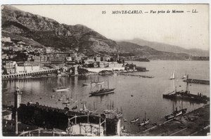 Monte Carlo (Monte-Carlo): Utsikt over byen tatt fra Monaco - Postkort slutten av 1800- og 1900-tallet av William M. Timlin
