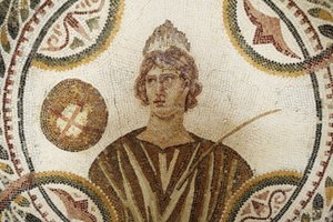 Mosaikk: en av de ni musene. Polymnia: religiøs og retorisk sang (detalj). III AD/Musee d