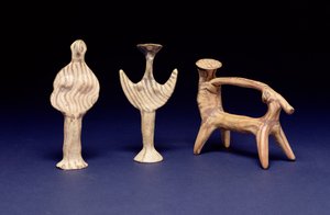 Mykensk gruppe: To Phi-figurer, en vogn med en rytter under en parasoll av Unbekannt