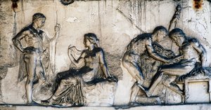 Myth of Telephus, House of Relief of Telephus, Herculaneum, Campania, Italia, romersk sivilisasjon