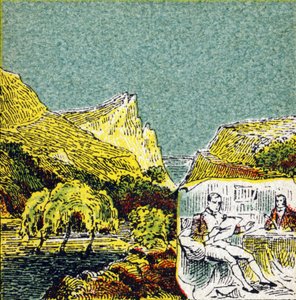 Napoleon I Bonaparte i eksil på øya Sainte Helene . Gravering i "Histoire de France". Serie med reklamebilder publisert på vegne av Louit, 24 rue d'Eysines-a-Bordeaux, ca. 1920. Total bildestørrelse: 7,8x5,5 cm . av Unbekannt