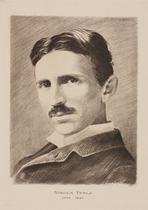 Nikola Tesla , kroatisk født serbisk ingeniør, fysiker og oppfinner, ca 1885 av Unbekannt