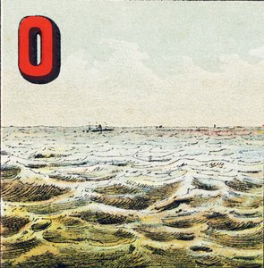 O: Havet. Umålelig vannvidde som omgir jorden. Havvann er salt; mannen kan ikke drikke det - Gravering hentet fra Geographical Alphabet. Guerin-Muller et Cie, forlag, Paris av Unbekannt
