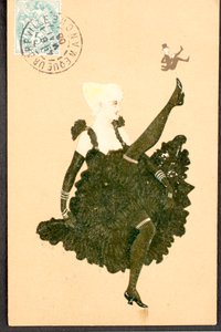 Gammelt postkort/fransk Cancan/Woman of the Belle Epoque av William M. Timlin