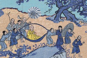 Ong Nui buddhistpagode, veggfreskomaleri, buddhistmunk, Quy Nhon, Vietnam, 2019 (bilde) av Unbekannt