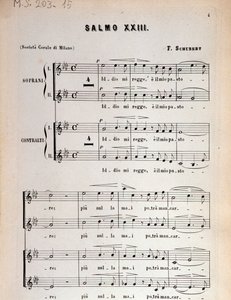 Side med partitur av Salme 23, op 132, D 706 av Franz Schubert av Unbekannter Künstler