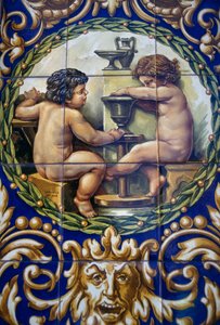 Malt håndlaget keramikkbutikk, Triana-distriktet, Sevilla, Spania