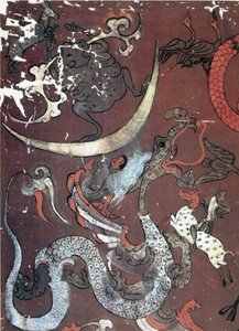 Maleri av månen og en drage, Kina, tidlig på 1. århundre f.Kr av Unbekannt