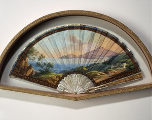 Papirviftemodell med et gouache-maleri som representerer destinasjonene til Grand Tour, vanligvis en praktisk reise av kunstnere og intellektuelle fra 1700- og 1800-tallet i middelhavslandene under deres ungdom for deres utdannelse og berikelse av Unbekannt