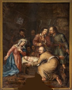 Sognekirke (Schendelbeke, sognekirke Sint-Amandus). Maleri. av Unbekannter Künstler