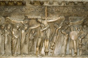 Parma Emilia Romagna Italia Piazza del Duomo i Duomo Dome Display Nedstigning fra korset fra Benedetto Antelami 1178 av Unbekannt