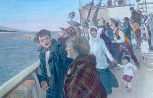Passasjerer på dekket av et dampfartøy av Unbekannter Künstler