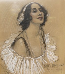 Pastelltegning av den russiske ballettdanseren Anna Pavlova ved London Jewish Cultural Centre, London, Storbritannia. av Unbekannt