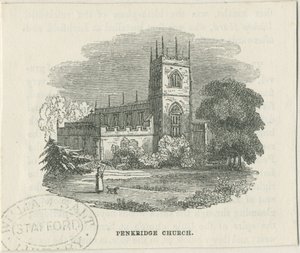 Penkridge Church: tresnittsgravering, og [?1800-tallet] av Unbekannt
