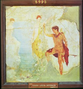 Perseus frigjør Andromeda, fra huset til de fem skjelettene, Pompeii, 4. dekorative stil, ca. 30 e.Kr. (fresco) av Unbekannt