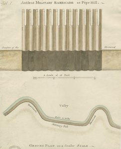 Pipehill - Militær barrikade: akvarelltegning, nd [1749-1823] av Unbekannt