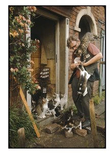Portrett av George Seale, eksentrisk engelskmann, omgitt av kattene sine av Unbekannter Künstler