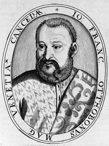 Portrett av Francesco Ottoboni (1500-tallet), storkansler i Venezia, gravering av William M. Timlin