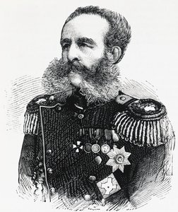 Portrett av prins Dmitrij Ivanovich Sviatopolk-Mirsky (1825-1899), russisk general, gravering av William M. Timlin