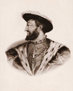 Portrett av Frankrikes konge Frans I (1494–1547) Gravering fra 1800-tallet av Unbekannter Künstler