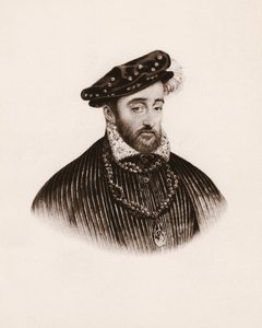 Portrett av kongen av Frankrike, Henrik II (1519–1559), gravering fra 1800-tallet av Unbekannter Künstler
