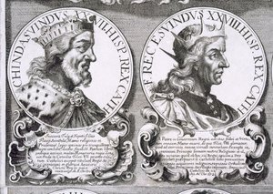 Porträts von Chindasuinth und Recceswinth (Lithografie) von Unbekannt