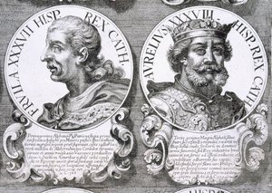 Portretter av Fruela I og Aurelius av Asturias (litho) av Unbekannt