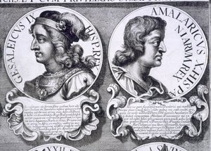 Portretter av Gesalec og Amalaric (litho) av Unbekannt