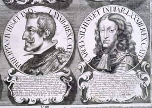 Portretter av Philip IV og Charles II (litho) av Unbekannt
