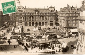 Postkort/Gare Saint Lazare/Paris/Seine/Ile de France/Frankrike av William M. Timlin