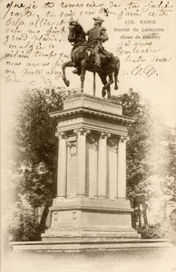Postkort/statue av Lafayette/Court of the Louvre/Paris/Seine/Ile de France/Frankrike av William M. Timlin
