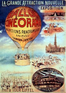 Plakat Den store attraksjonen ny l utstilling Nær Eiffeltårnet Ballong kino av Unbekannt