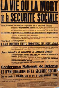 Plakat av CGT (fransk fagforening) for en konferanse om Sécurité Sociale av Unbekannt