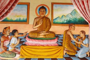 Preah Prom Rath MonasteryLife of the BuddhaBuddha og hans sønn Rahula, Siem Reap, Kambodsja av Unbekannt