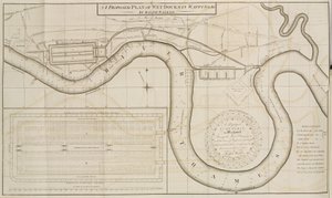 Ralph Walkers foreslåtte plan for Wet Docks i Wapping, London av Unbekannt
