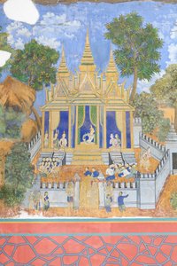 Reamker-fresker som pryder veggene til det kongelige palasskomplekset i Phnom Penh, Kambodsja (bilde) av Unbekannter Künstler