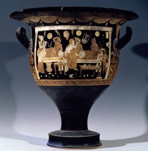 Klokkekrater med rød figur som viser en bankettscene av Unbekannt