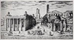 Forum Romanum 1500-tallet (gravering) av Unbekannter Künstler
