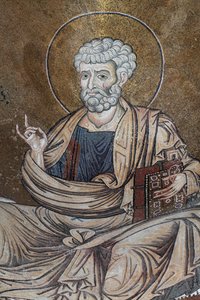 Saint Peter Mosaic inne i katedralen Santa Maria Nuova 1100-tallet Monreale, Sicilia av William M. Timlin