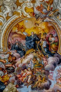 San Benedetto (St. Benedict) kirke, Catania, Sicilia (Italia). Takfreskomaleri (1700-tallet). St. Benedikt. (bilde) av Unbekannt