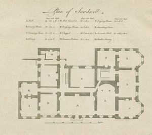 Sandwell Park - Plan of Hall: gravering og [?1700-tallet] av Unbekannt